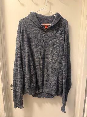 Joe Fresh Navy Heather Zip-Up Hooded Sweater